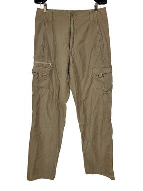 REI Cargo Hiking Pants Men's 32x32 Cotton Nylon Blend Taupe Green Herringbone